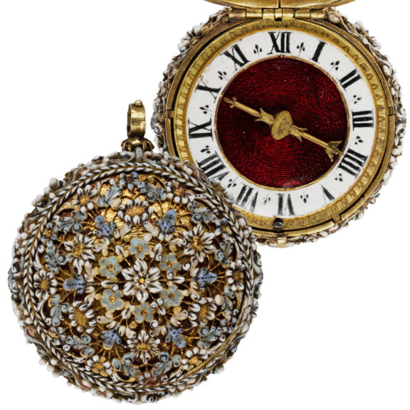 French gold watch with raised enamelled gold Circa 1560