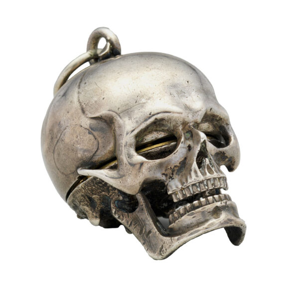 Swiss silver memento mori skull-form watch Circa 1650