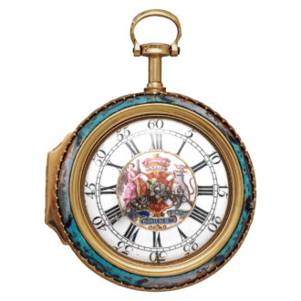 English pair-cased gold and enamel verge pocket watch Circa 1750