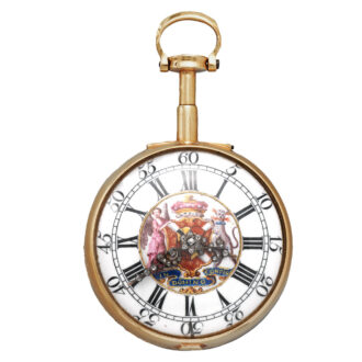 English pair-cased gold and enamel verge pocket watch Circa 1750