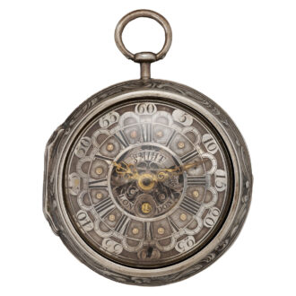 English verge with date in silver repoussé pair cases Circa 1780