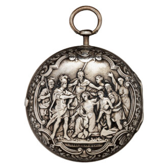 English verge with date in silver repoussé pair cases Circa 1780 English verge with date in silver repoussé pair cases Circa 1780