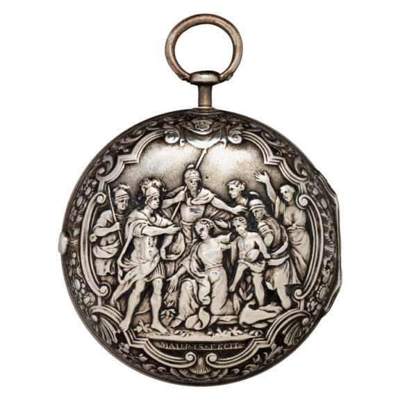 English verge with date in silver repoussé pair cases Circa 1780 English verge with date in silver repoussé pair cases Circa 1780