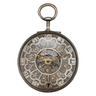 English verge with date in silver repoussé pair cases Circa 1780 English verge with date in silver repoussé pair cases Circa 1780