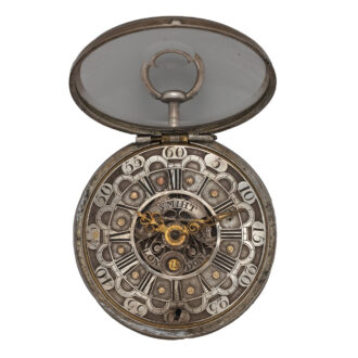 English verge with date in silver repoussé pair cases Circa 1780 English verge with date in silver repoussé pair cases Circa 1780