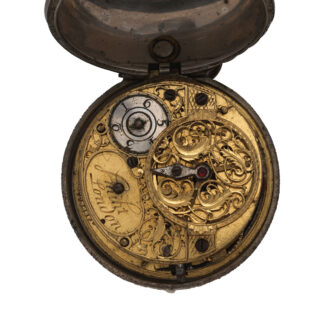 English verge with date in silver repoussé pair cases Circa 1780 English verge with date in silver repoussé pair cases Circa 1780