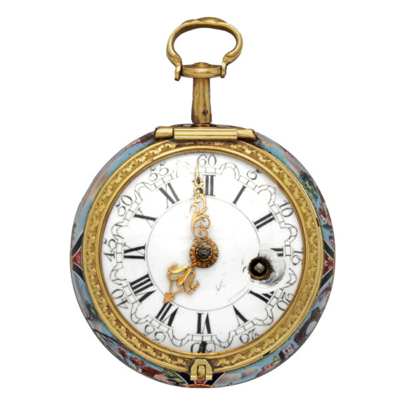English important silver and enamel verge watch Circa 1740-60 English important silver and enamel verge watch Circa 1740-60