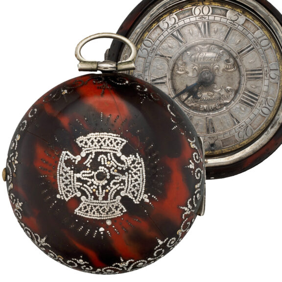 English silver verge tortoiseshell pocket watch Circa 1697