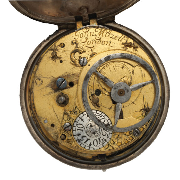 AM0061-DP-12675-146 English silver verge tortoiseshell pocket watch Circa 1697