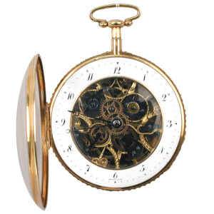 Falsely signed Swiss gold skeletonized pocket watch Circa 1810