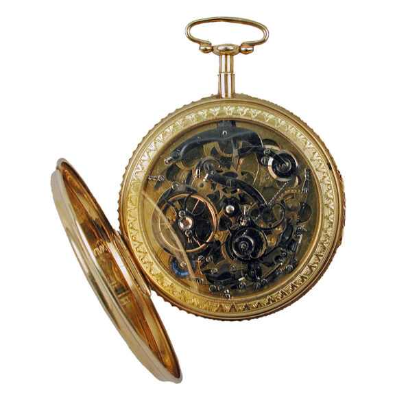Falsely signed Swiss gold skeletonized pocket watch Circa 1810 Falsely signed Swiss gold skeletonized pocket watch Circa 1810