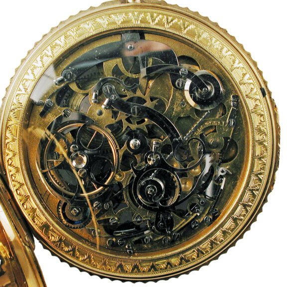 Falsely signed Swiss gold skeletonized pocket watch Circa 1810 Falsely signed Swiss gold skeletonized pocket watch Circa 1810