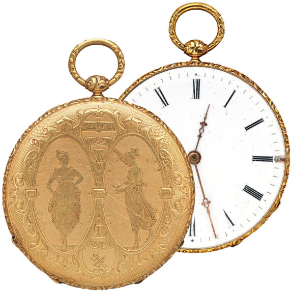 Fine Swiss gold pocket watch with taille-douce engraving Circa 1835