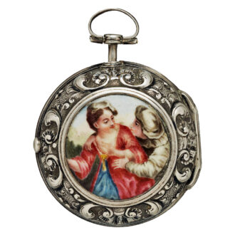 English silver enamel watch with repoussé decoration Circa 1781