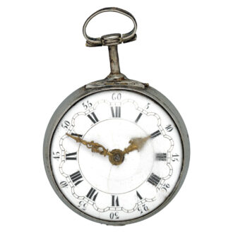 English silver enamel watch with repoussé decoration Circa 1781