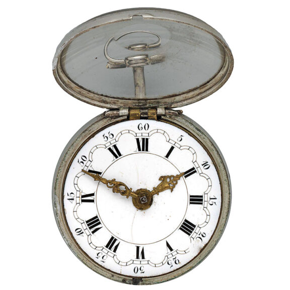 English silver enamel watch with repoussé decoration Circa 1781 English silver enamel watch with repoussé decoration Circa 1781