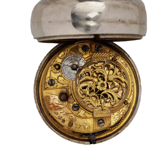English silver enamel watch with repoussé decoration Circa 1781 English silver enamel watch with repoussé decoration Circa 1781