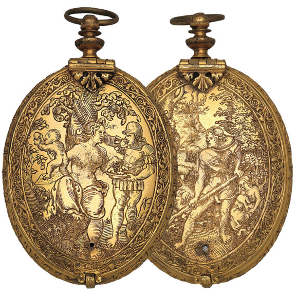 Very early Belgian gilt brass oval pendant watch Circa 1571