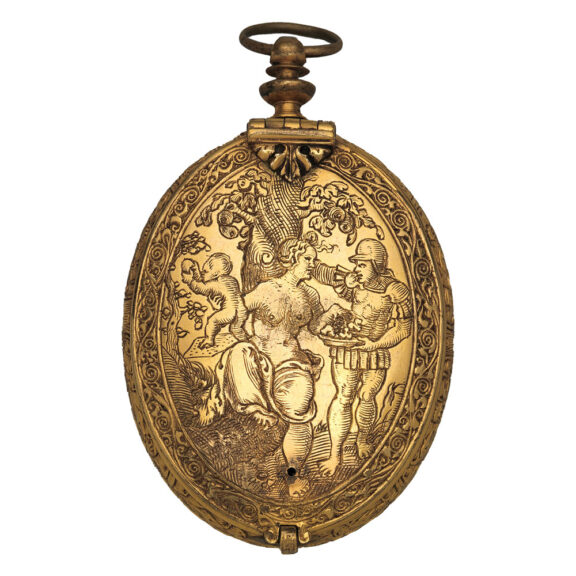 Very early Belgian gilt brass oval pendant watch Circa 1571 Very early Belgian gilt brass oval pendant watch Circa 1571