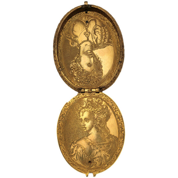 Very early Belgian gilt brass oval pendant watch Circa 1571 Very early Belgian gilt brass oval pendant watch Circa 1571