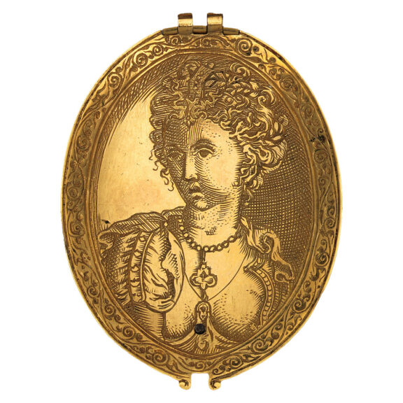 Very early Belgian gilt brass oval pendant watch Circa 1571 Very early Belgian gilt brass oval pendant watch Circa 1571