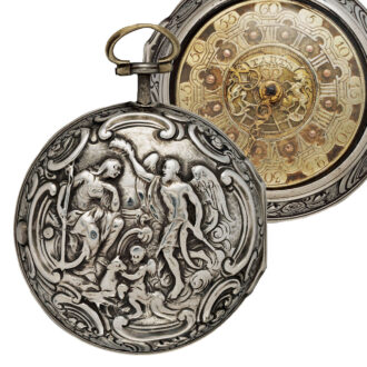 English silver repoussé decorated pair-cased verge Circa 1774-75