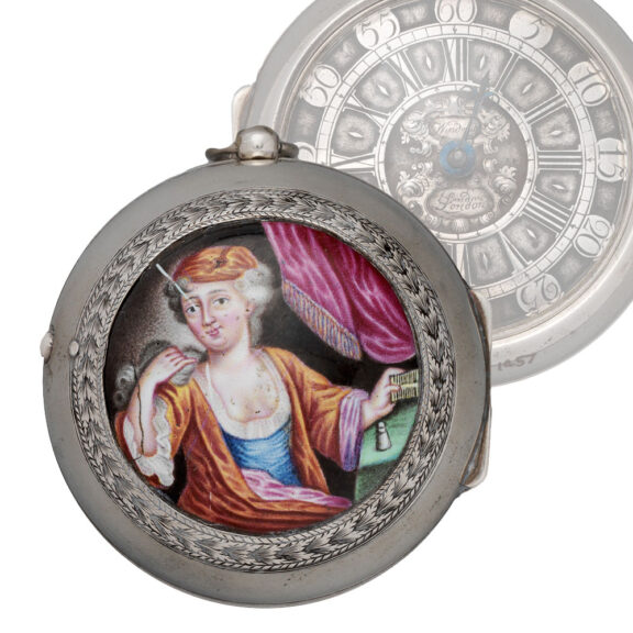 English silver enamel pair-cased verge pocket watch Circa 1710