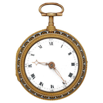 English gold enamel pocket watch with open face Circa 1797