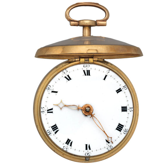 English gold enamel pocket watch with open face Circa 1797 English gold enamel pocket watch with open face Circa 1797