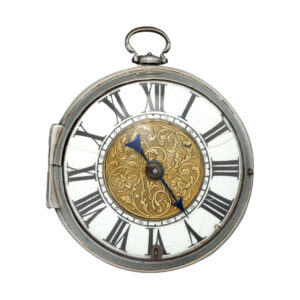 English silver verge pocket watch with gold engraved dial Circa 1720