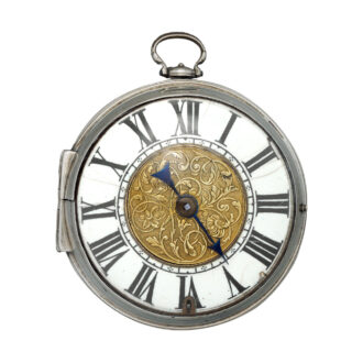 English silver verge pocket watch with gold engraved dial Circa 1720