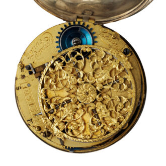 English silver verge pocket watch with gold engraved dial Circa 1720