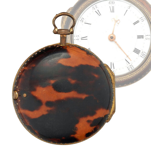 English pinchbeck pocket watch in tortoiseshell pair cases Circa 1760
