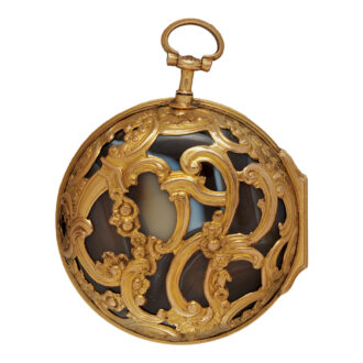 English gold enamel and agate pocket watch Circa 1740-1750