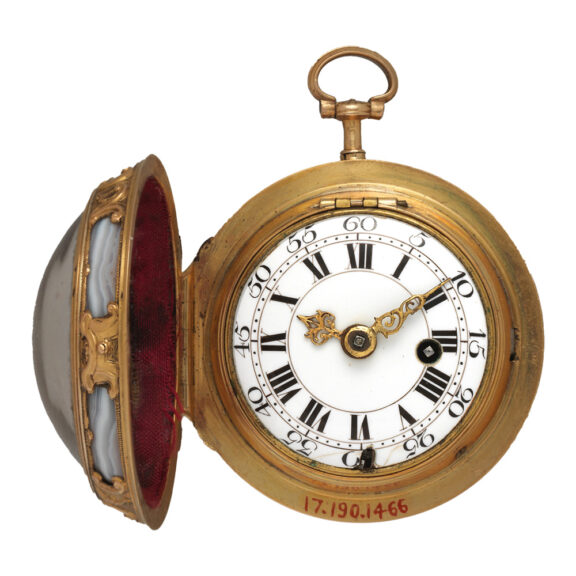 English gold enamel and agate pocket watch Circa 1740-1750 English gold enamel and agate pocket watch Circa 1740-1750