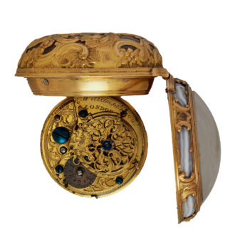 English gold enamel and agate pocket watch Circa 1740-1750