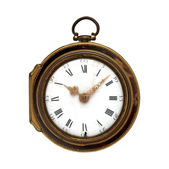 English pinchbeck watch in tortoiseshell pair cases from the 18th century English pinchbeck watch in tortoiseshell pair cases from the 18th century