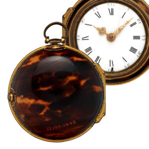 English pinchbeck watch in tortoiseshell pair cases from the 18th century