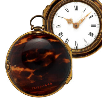 English pinchbeck watch in tortoiseshell pair cases from the 18th century