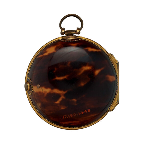 English pinchbeck watch in tortoiseshell pair cases from the 18th century English pinchbeck watch in tortoiseshell pair cases from the 18th century