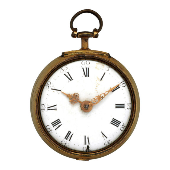 English pinchbeck watch in tortoiseshell pair cases from the 18th century English pinchbeck watch in tortoiseshell pair cases from the 18th century