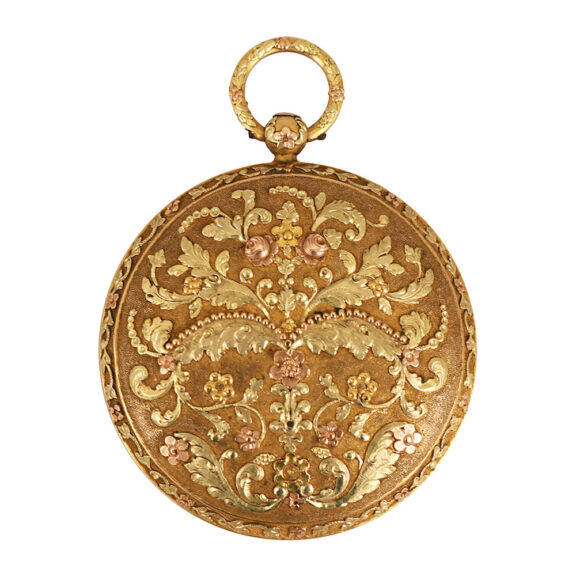 Swiss gold, steel and garnet-set verge pocket watch Circa 1815-1830 Swiss gold, steel and garnet-set verge pocket watch Circa 1815-1830