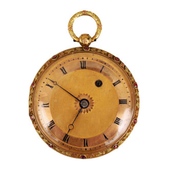 Swiss gold, steel and garnet-set verge pocket watch Circa 1815-1830