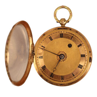 Swiss gold, steel and garnet-set verge pocket watch Circa 1815-1830
