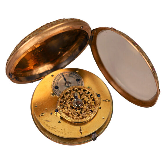 Swiss gold, steel and garnet-set verge pocket watch Circa 1815-1830 Swiss gold, steel and garnet-set verge pocket watch Circa 1815-1830