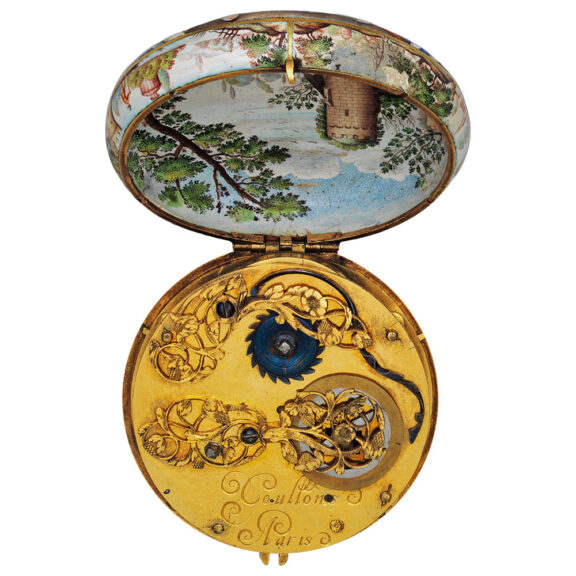 French painted enamel on gold verge watch Circa 1645-1650 French painted enamel on gold verge watch Circa 1645-1650