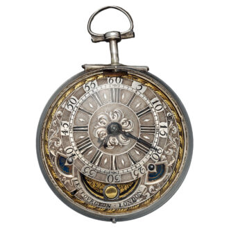 English silver verge watch with mock pendulum Circa 1702