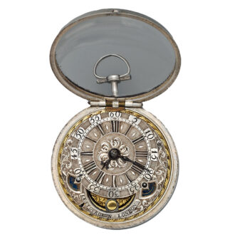English silver verge watch with mock pendulum Circa 1702