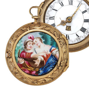 English gold repoussé verge watch with date Circa 1760-84