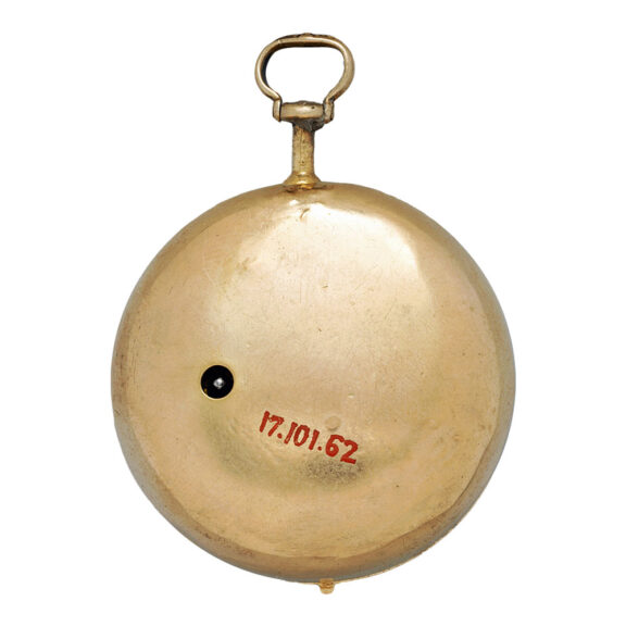 English gold repoussé verge watch with date Circa 1760-84 English gold repoussé verge watch with date Circa 1760-84